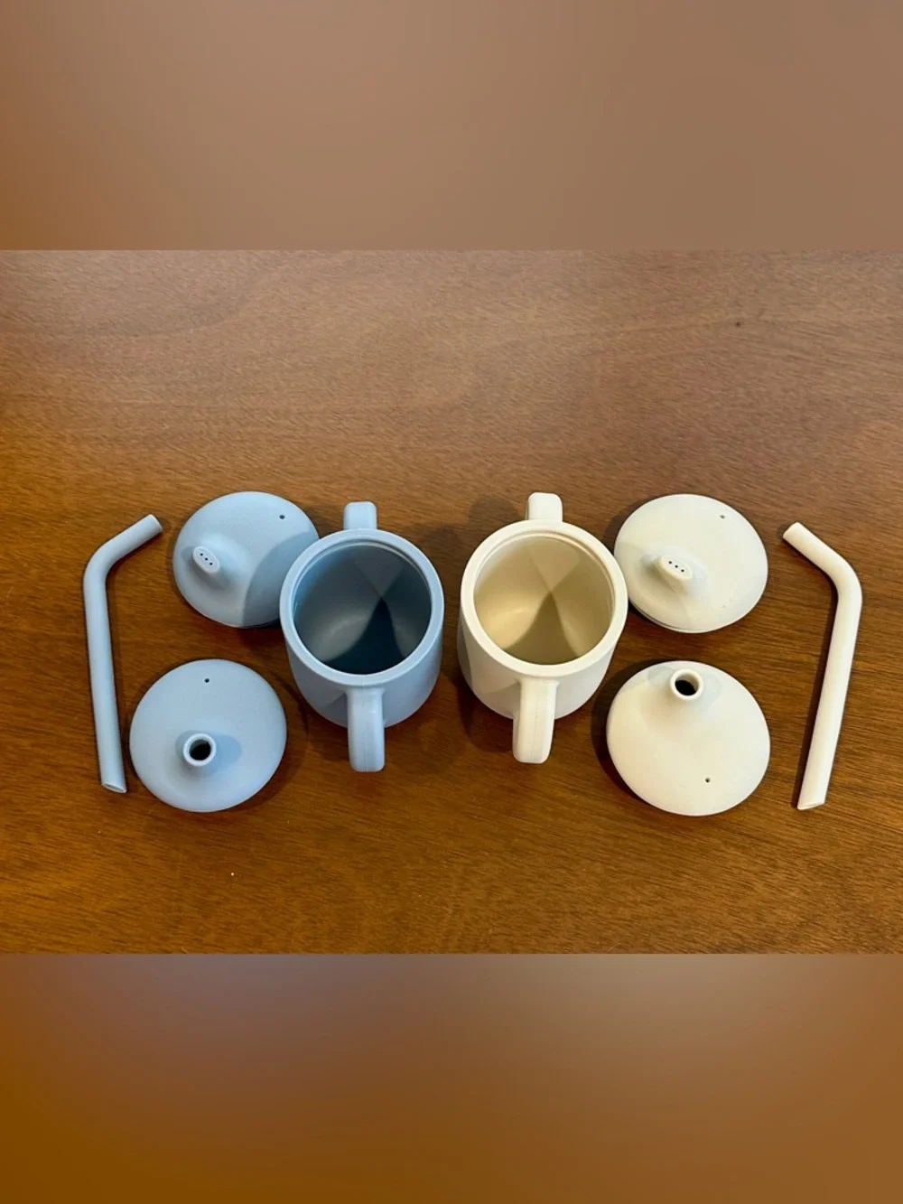 Silicone Training Cup Set in Light Blue & Cream